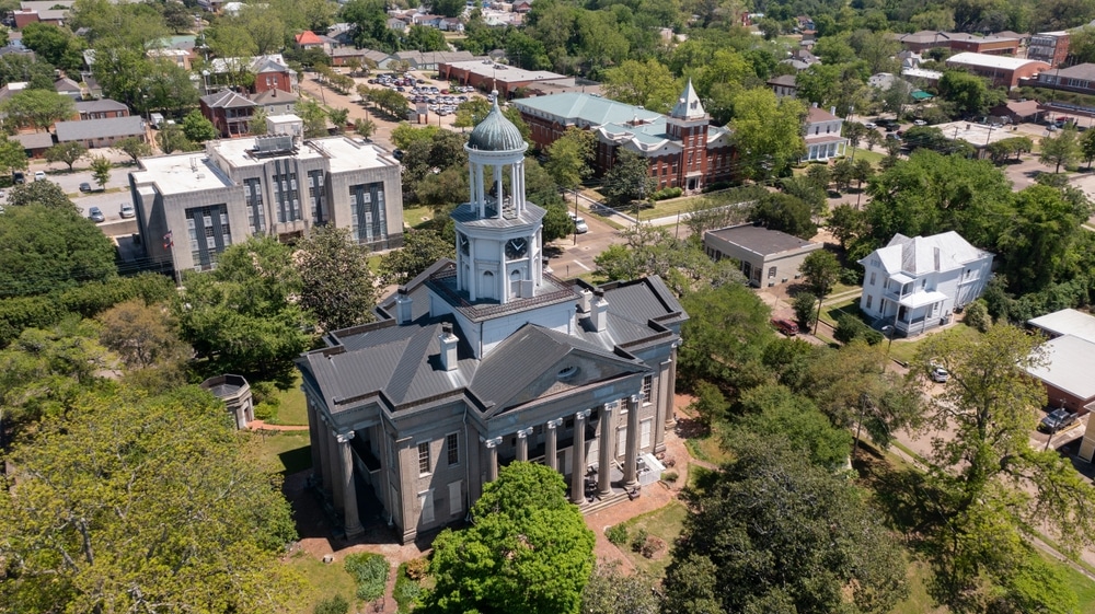 Mississippi Attractions: Things to Do in Vicksburg 1 Aerial photo of downtown Vicksburg and the Old Courthouse